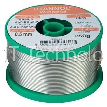 Elektrické nířadí Trubičková pájka Sn95Ag4Cu1, HS10 (Ø0,5mm, 250g) - 130102340