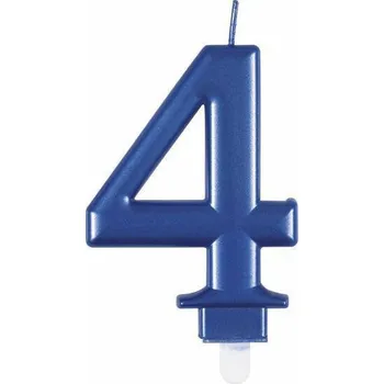 UNIQUE Svíčka dortová modrá metalická 4
