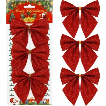 Vánoční ozdoba Springos CA1292 vánoční mašle 11 x 11 cm červené 3 ks