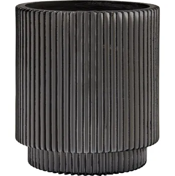 Květináč Capi Nature Groove Vase Cylinder Black Ø 11 cm / V 12 cm
