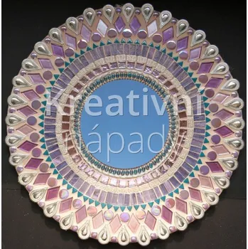 Mozaiková sada Mozaikový set - kulaté zrcadlo 40 cm, květy vistarie - 560101000219