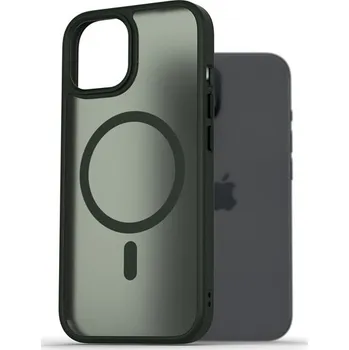 Pouzdro na mobilní telefon AlzaGuard Matte Case Compatible with Magsafe pro iPhone 15 tmavě zelený