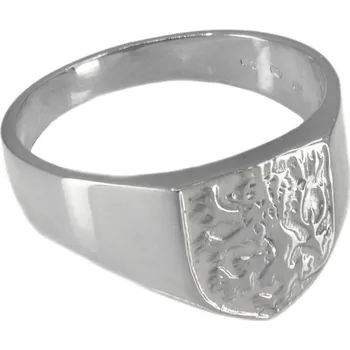 Prsten sZlato.cz 3466 Zlatý pánský prsten s Českým lvem z bílého zlata Velikost: 60, Váha: 7,30g