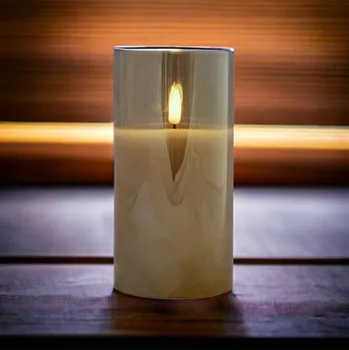 LED páska DECOLED LED svíčka ve skle, 7,5 x 15 cm, zlatá