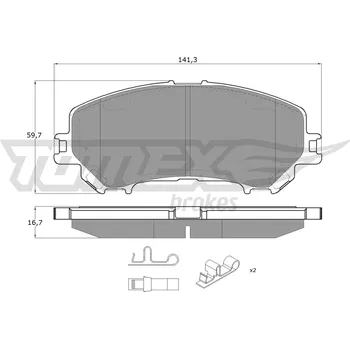 Brzdová destička Sada brzdových destiček, kotoučová brzda TOMEX Brakes 15971