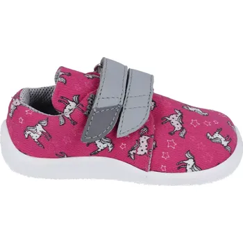 Dívčí tenisky Beda barefoot textilní tenisky Unicorn - bílá podrážka 24
