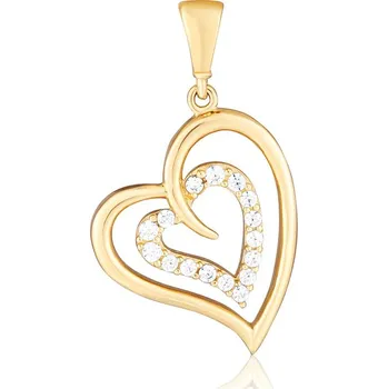 Přívěsek Zlatý přívěsek se zirkony srdce ZP0248XJ71-7800 (585/1000) 1,78g
