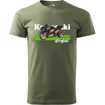 MOTO TRIKA Pánské triko s motivem Kawasaki Ninja - Khaki