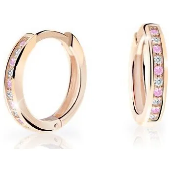 Náušnice ŠPERKY-NM, Zlaté malé kroužky se zirkony 832 růžové zlato Barva kamene: bílá, Barva zlata: růžová