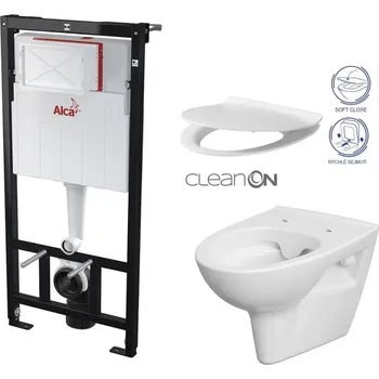 WC sada ALCA Sádromodul - předstěnový instalační systém bez tlačítka + WC CERSANIT CLEANON PARVA + SEDÁTKO AM101/1120 X PA2