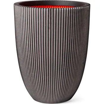 Květináč Capi Nature Groove NL Vase Elegant Low Anthracite Ø 46 cm / V 58 cm