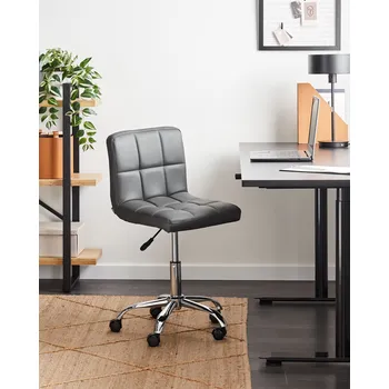 Kancelářská židle šedá se čtvercovým prošívaným vzorem elegantní moderní Beliani