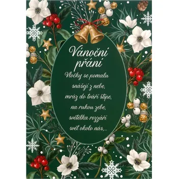 Albi Přání do obálky vánoční tapeta na zeleném 14,8 x 21 cm