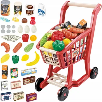 Hra na obchod Kamari Nákupní vozík s potravinami červený