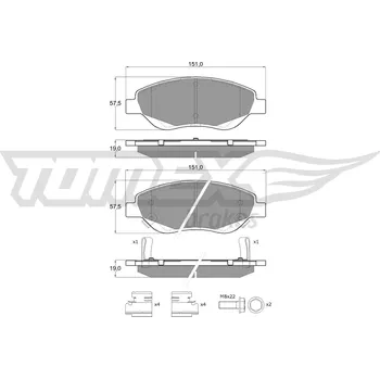 Brzdová destička Sada brzdových destiček, kotoučová brzda TOMEX Brakes TX 12-501