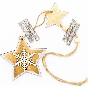 Velikonoční dekorace DECOLED Závěsná dřevěná dekorace, hvězdy, 34 cm