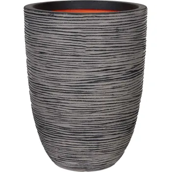 Květináč Capi Nature Rib NL Vase Elegant Low Anthracite Ø 34 cm / V 46 cm