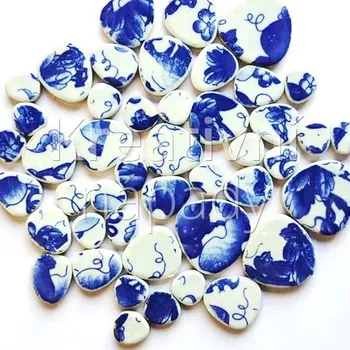 Mozaiková sada Retro keramika - volné oblázky - modrý tykvový květ 02 - 560101063