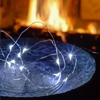 LED páska LED dekorativní řetěz na baterie kapičky, ledově bílá, 5 m