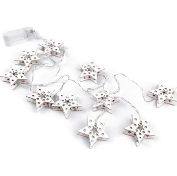 Stoklasa LED světelný dřevěný řetěz hvězdy