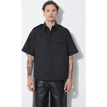 Pánská košile Košile Neil Barrett Loose Military Police Detail Short Sleeve Shirt MY60216A.Y037.001N černá 99X, vel. M