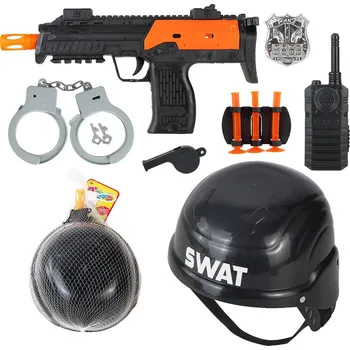 Dětská zbraň Policejní dětská sada samopal s přilbou a doplňky speciální jednotky SWAT