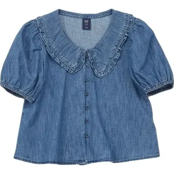 Dámská halenka Dívčí džínová halenka GAP FRCH RFFL XS Modrá