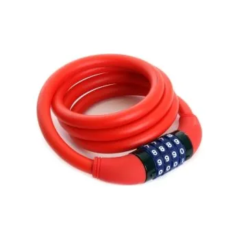 Zámek na kolo Zámek kódový 1200/12 spirála QT Cycle Tech silikon červený