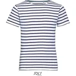 Dětské pruhované tričko Miles Kids white-navy 10 Y