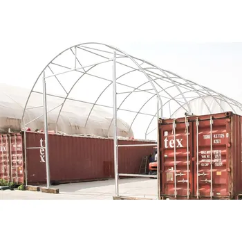 Zahradní stavba Přístřešek na lodní kontejnery | Šířka 8 m | Délka 12 m Barva: Tmavě zelená, Čelo s vraty: Ne