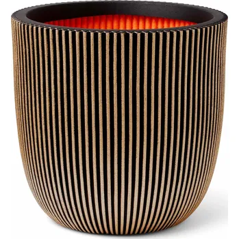 Květináč Capi Nature Groove NL Planter Ball Black Gold Ø 54 cm / V 52 cm