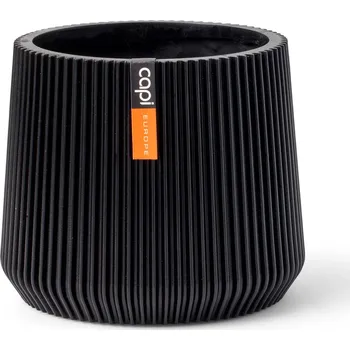 Květináč Capi Nature Groove Sandbag Intense Black Ø 10 cm / V 9 cm