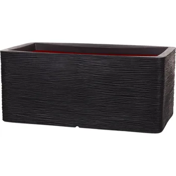 Květináč Capi Nature Rib NL Planter Rectangle Black V 32 cm / D 73 cm