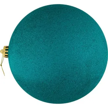 Vánoční dekorace DECOLED Plastová koule, prům. 20 cm, paví zelená, glitter