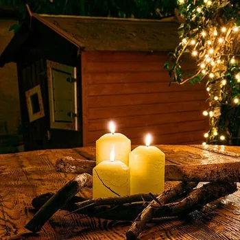 LED páska DECOLED Sada 3 svíček, mandlová, pr. 7,5 cm, s dálkovým ovladačem