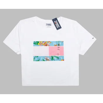 Dámské tričko Tommy Hilfiger Dámské Tričko Nízké Široké bílé