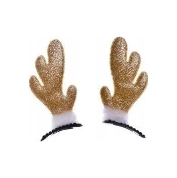 Party dekorace Mini sobí rohy na sponce - zlaté - Vánoce - 2 ks