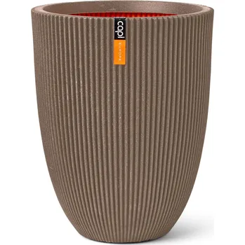 Květináč Capi Nature Groove NL Vase Elegant Low Warm Taupe Ø 46 cm / V 58 cm