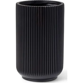 Květináč Capi Nature Groove Vase High Intense Black Ø 11 cm / V 17 cm