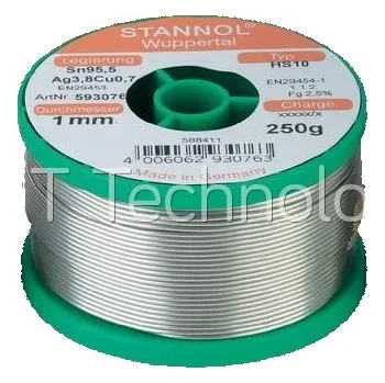 Páječka Trubičková pájka Sn95Ag4Cu1, HS10 (Ø1,0mm, 250g) - 130102341