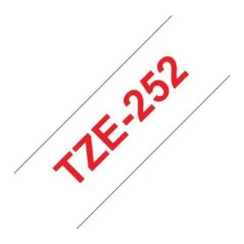 Pásek do tiskárny Brother TZe-252, bílá / červená (24mm, laminovaná)