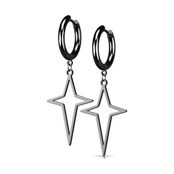 Náušnice OPN1841-K Černé ocelové náušnice s křížky