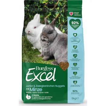 Krmivo pro hlodavce 9kg Burgess Excel Junior & Dwarf Rabbit nugetky s mátou pro králíky