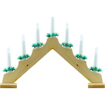 Vánoce DECOLED Vánoční svícen, 40 x 5 x 32 cm, dřevěný, na baterie 2x AA
