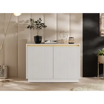 Ložnice Skříňka Roleno K104, Barva: bílá / bílá + zlatá MIRJAN 5903211369650