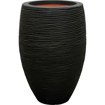 Květináč Capi Nature Rib NL Vase Elegant Deluxe Black Ø 38 cm / V 58 cm