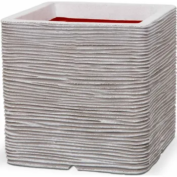 Květináč Capi Nature Rib NL Planter Square Ivory V 50 cm / D 50 cm