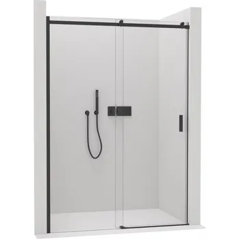 CERANO - Sprchové posuvné dveře Santoro L/P - 8 mm - černá matná, transparentní sklo - 120x195 cm