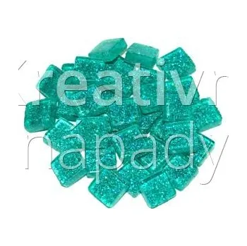 Mozaiková sada S86-10a Skleněná mozaika třpyt tyrkys 10x10mm - 560101000019