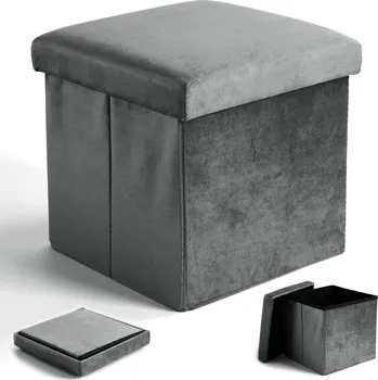 Taburet Taburet s úložným prostorem DIEGO L sametový šedý